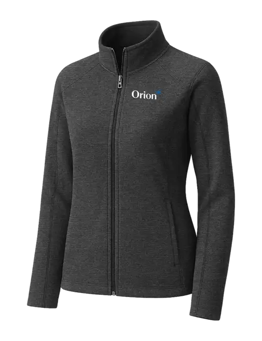 Charcoal Womens Heather Microfleece Full-Zip Jacket w/Orion Logo