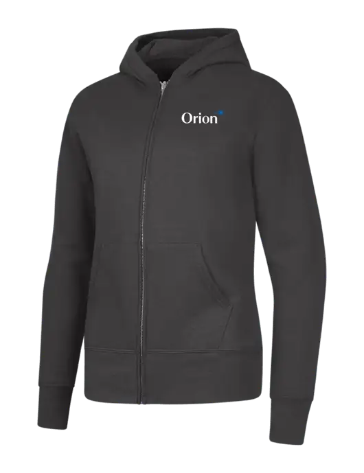 Charcoal Womens Core Fleece Full-Zip Hooded Sweatshirt w/Orion Logo