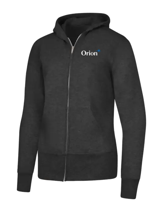 Dark Heather Grey Womens Core Fleece Full-Zip Hooded Sweatshirt w/Orion Logo