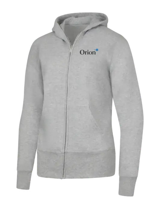 Grey Heather Womens Core Fleece Full-Zip Hooded Sweatshirt w/Orion Logo