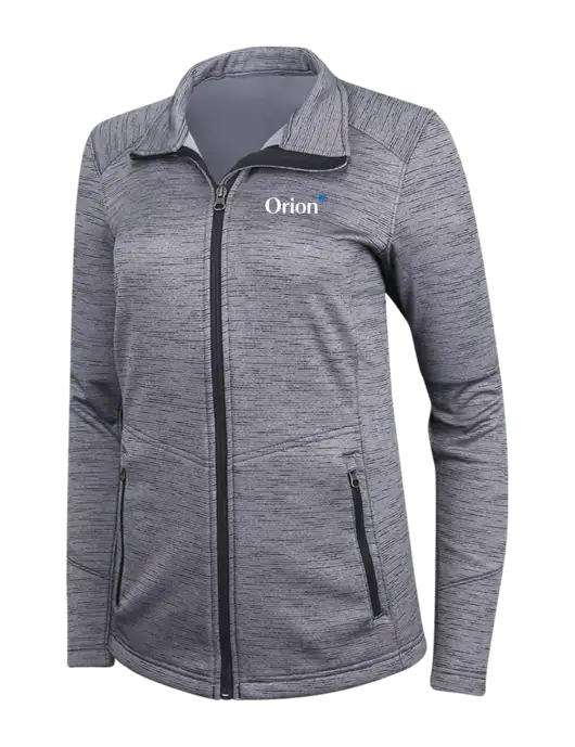Medium Grey Womens Digi Stripe Fleece Jacket w/Orion Logo