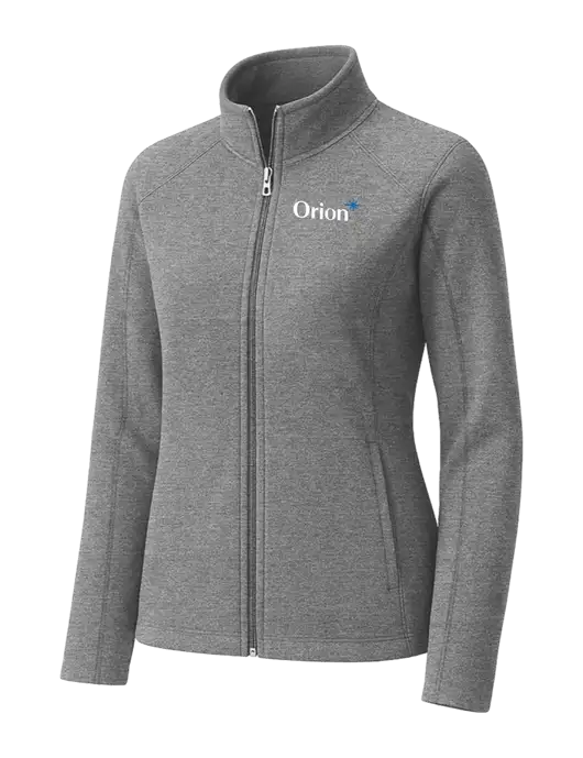 Medium Grey Womens Heather Microfleece Full-Zip Jacket w/Orion Logo