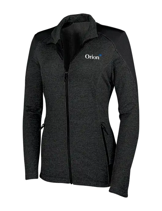 Womens Black Grid Fleece Jacket w/Orion Logo