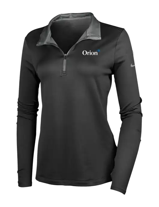 NIKE Black/Dark Grey Womens Dry-Fit Stretch 1/2 Zip Cover-Up w/Orion Logo
