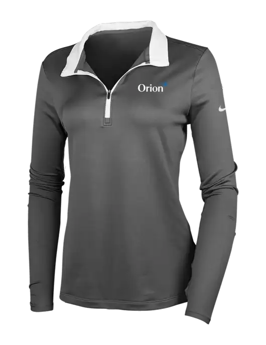 NIKE Dark Grey/White Womens Dry-Fit Stretch 1/2 Zip Cover-Up w/Orion Logo