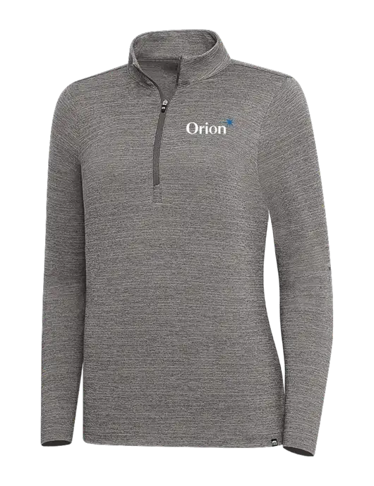 TravisMathew Medium Grey Heather Womens Crestview 1/4 Zip w/Orion Logo