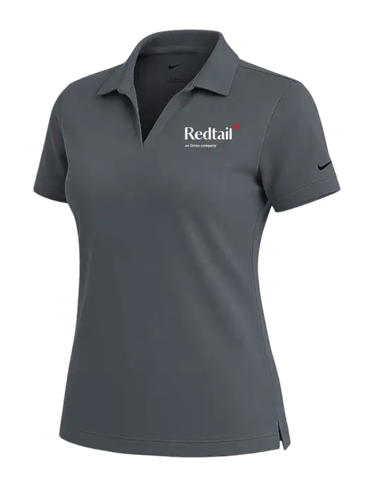 NIKE Dark Grey Womens Dri-Fit Micro Pique Polo w/Redtail Logo
