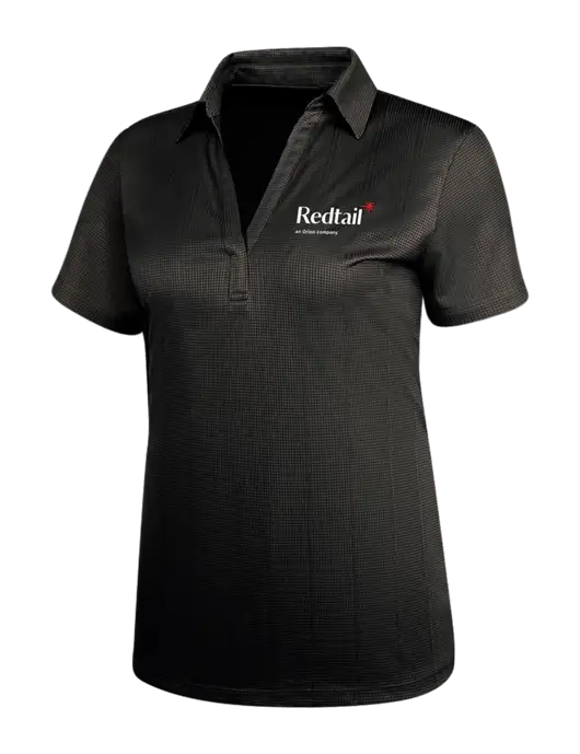 Black Womens Performance Fine Jacquard Polo w/Redtail Logo