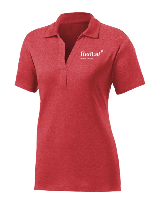 Womens Red Heather Contender Polo w/Redtail Logo