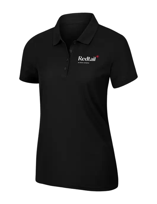 Womens Black Core Classic Pique Polo w/Redtail Logo