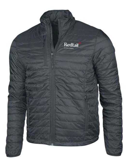 Dark Grey Puffy Packable Jacket w/Redtail Logo