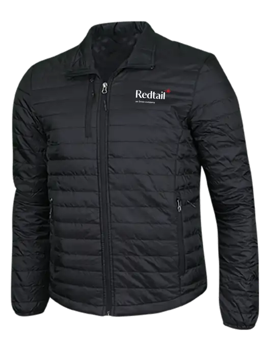 Deep Black Puffy Packable Jacket w/Redtail Logo