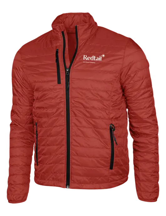 Dark Red Puffy Packable Jacket w/Redtail Logo