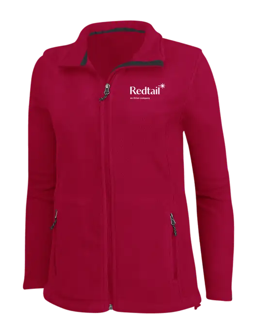 Womens Red Fleece Jacket w/Redtail Logo