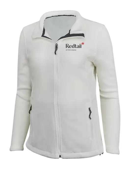 Womens White Fleece Jacket w/Redtail Logo