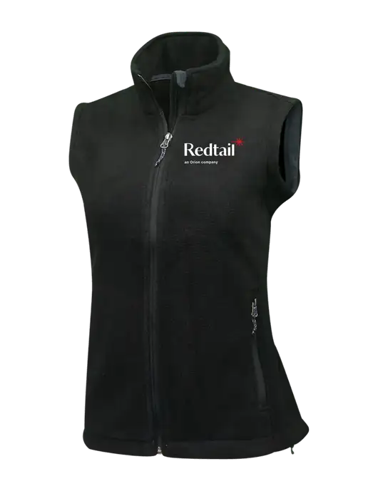 Womens Black Fleece Vest w/Redtail Logo