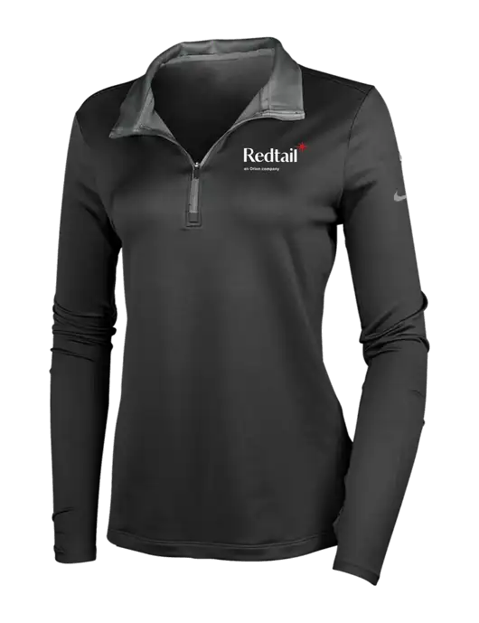 NIKE Black/Dark Grey Womens Dry-Fit Stretch 1/2 Zip Cover-Up w/Redtail Logo