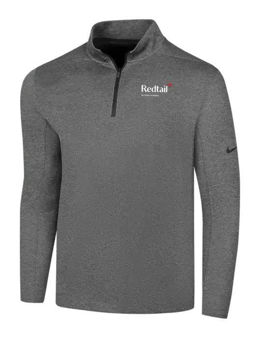 NIKE Dark Grey Heather Dry 1/2 Zip Cover-Up w/Redtail Logo