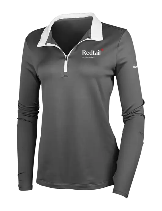 NIKE Dark Grey/White Womens Dry-Fit Stretch 1/2 Zip Cover-Up w/Redtail Logo