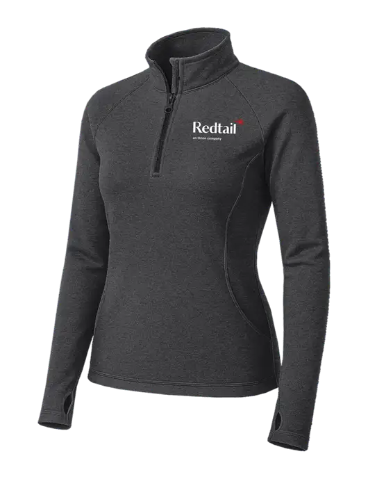Dark Grey Heather Womens Sport Wick Stretch 1/4 Zip Pullover w/Redtail Logo
