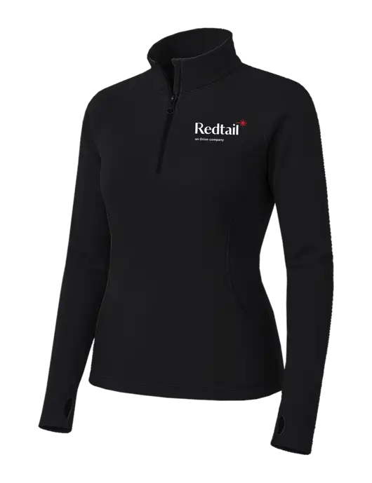 Womens Black Sport Wick Stretch 1/4 Zip Pullover w/Redtail Logo