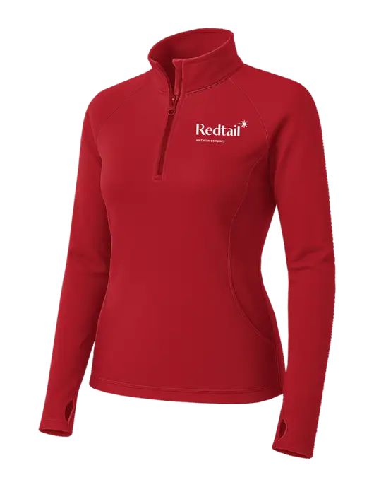 Red Womens Sport Wick Stretch 1/4 Zip Pullover w/Redtail Logo