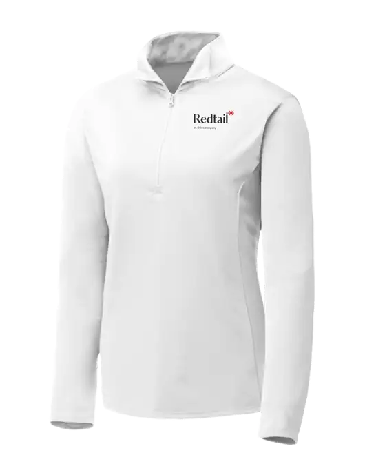 White Womens Posicharge Competitor ¼ Zip Pullover w/Redtail Logo