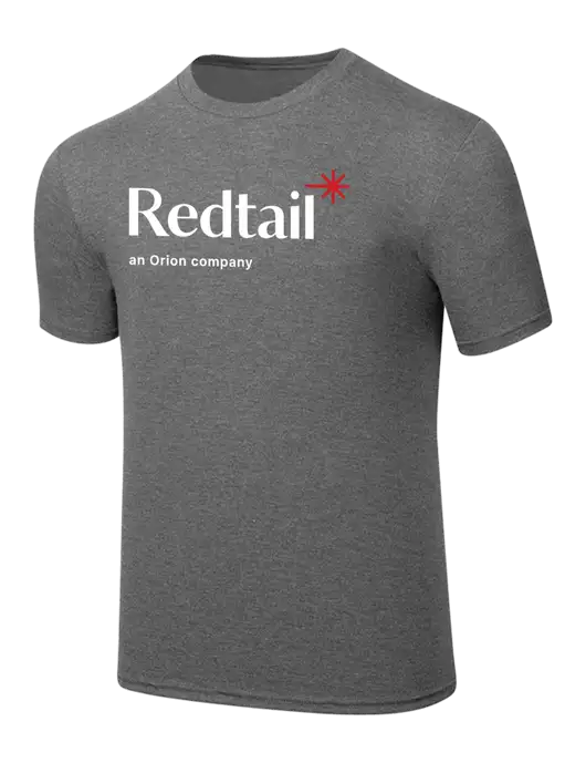 Simply Soft Heathered Medium Grey 4.5oz  Poly/Combed Ring Spun Cotton T-Shirt w/Redtail Logo