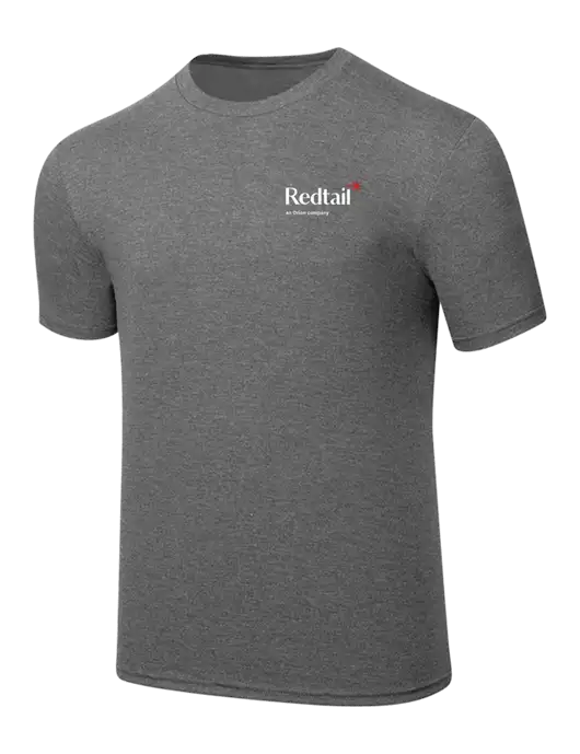 Simply Soft Heathered Medium Grey 4.5oz  Poly/Combed Ring Spun Cotton T-Shirt w/Redtail Logo