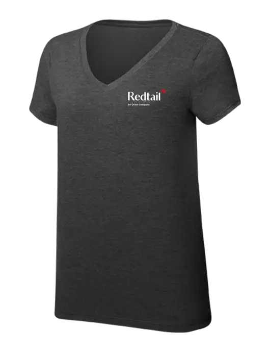 Womens Simply Soft V-Neck Black Frost 4.5oz  Poly/Combed Ring Spun Cotton T-Shirt w/Redtail Logo