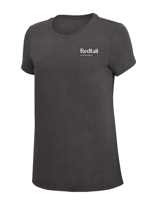 Womens Simply Soft Heather Charcoal 4.5oz  Poly/Combed Ring Spun Cotton T-Shirt w/Redtail Logo