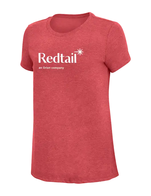 Womens Simply Soft Red Frost 4.5oz Poly/Combed Ring Spun Cotton T-Shirt w/Redtail Logo