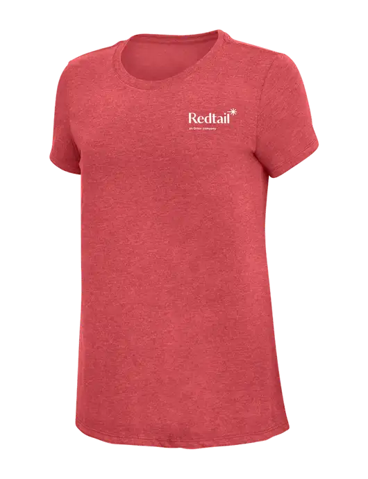Womens Simply Soft Red Frost 4.5oz Poly/Combed Ring Spun Cotton T-Shirt w/Redtail Logo
