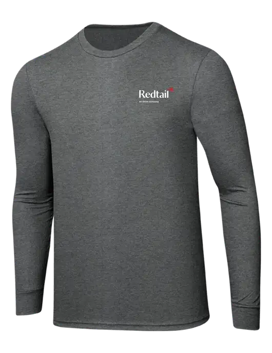 Simply Soft Long Sleeve Medium Grey Frost 4.5 oz, Poly/Combed Ring Spun Cotton T-Shirt w/Redtail Logo