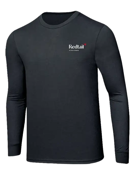 Simply Soft Long Sleeve Black Frost 4.5 oz, Poly/Combed Ring Spun Cotton T-Shirt w/Redtail Logo