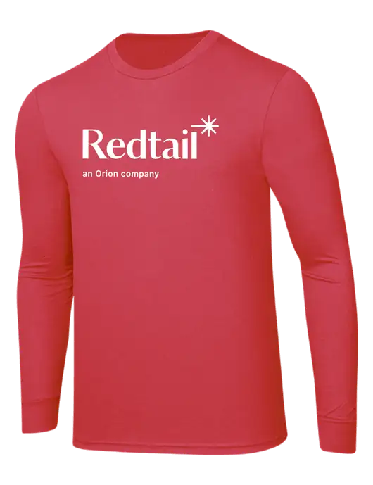 Simply Soft Long Sleeve Red Frost 4.5 oz, Poly/Combed Ring Spun Cotton T-Shirt w/Redtail Logo