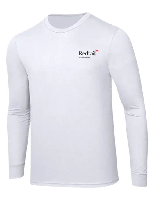 Simply Soft Long Sleeve White 4.5 oz, Poly/Combed Ring Spun Cotton T-Shirt w/Redtail Logo