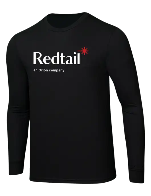 Simply Soft Long Sleeve Black 4.5 oz, Poly/Combed Ring Spun Cotton T-Shirt w/Redtail Logo