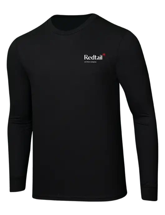 Simply Soft Long Sleeve Black 4.5 oz, Poly/Combed Ring Spun Cotton T-Shirt w/Redtail Logo