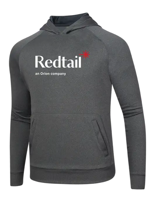 Tech Graphite Heather Fleece Hooded Sweatshirt w/Redtail Logo