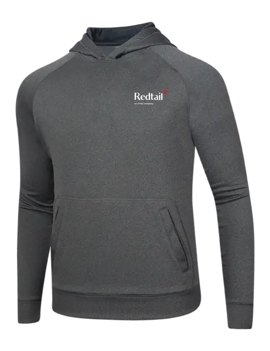 Tech Graphite Heather Fleece Hooded Sweatshirt w/Redtail Logo