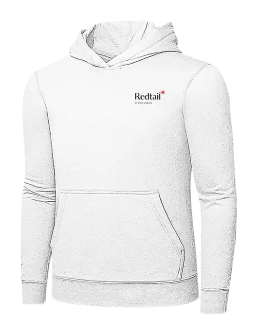 White 7.8 oz Ring Spun Hooded Sweatshirt w/Redtail Logo