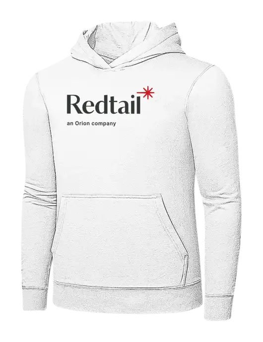 White 7.8 oz Ring Spun Hooded Sweatshirt w/Redtail Logo