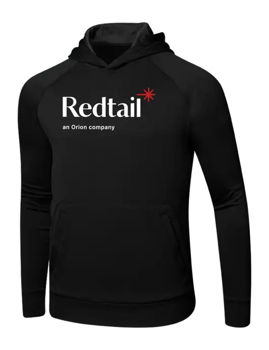 Tech Black Fleece Hooded Sweatshirt w/Redtail Logo
