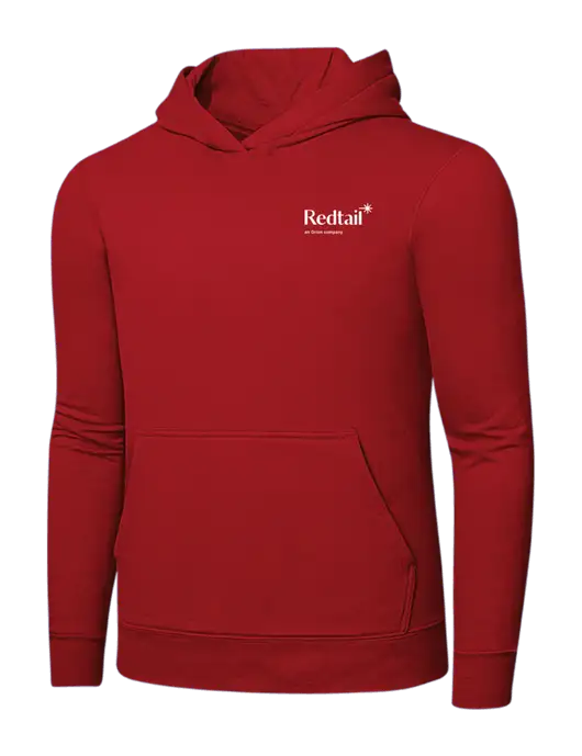 Bright Red 8.5 oz Ring Spun Hooded Sweatshirt w/Redtail Logo