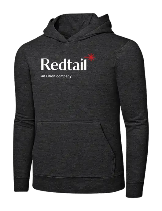 Dark Heather Grey 7.8 oz Ring Spun Hooded Sweatshirt w/Redtail Logo