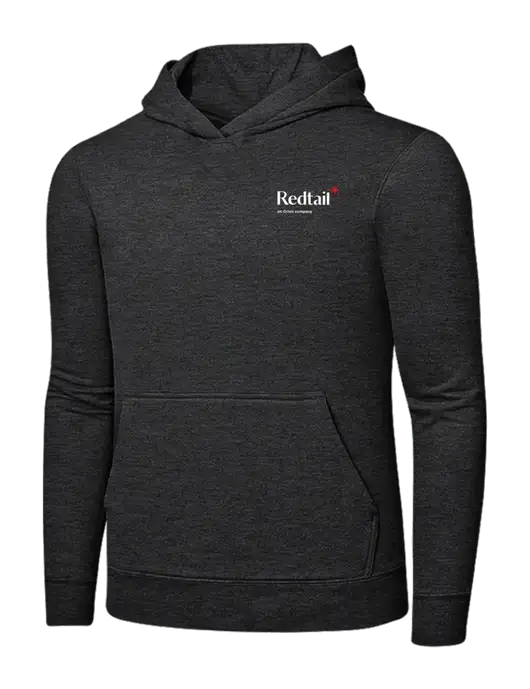 Dark Heather Grey 7.8 oz Ring Spun Hooded Sweatshirt w/Redtail Logo