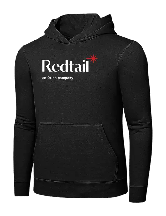 Jet Black 7.8 oz Ring Spun Hooded Sweatshirt w/Redtail Logo