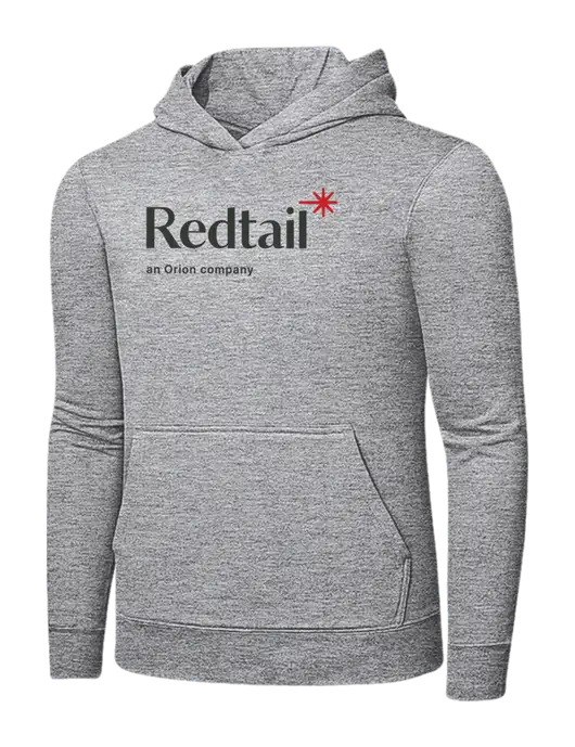 Light Grey Heather 7.8 oz Ring Spun Hooded Sweatshirt w/Redtail Logo