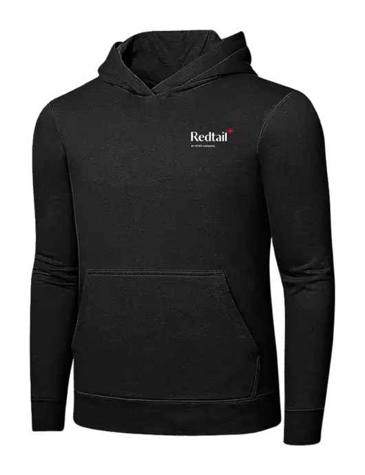 Jet Black 7.8 oz Ring Spun Hooded Sweatshirt w/Redtail Logo